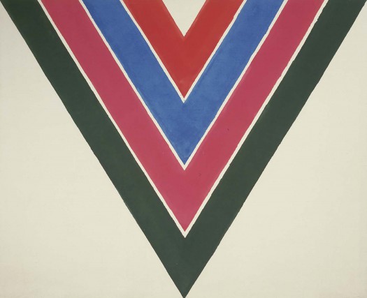 "Shoot", by Kenneth Noland (1964). Material: Acrylic on canvas. Size: 103' 3/4" x 126' 3/4" (263.5 x 321.9 cm). Collection: Smithsonian American Art Museum Museum 